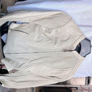 Cream Leather Motorcycle Jacket